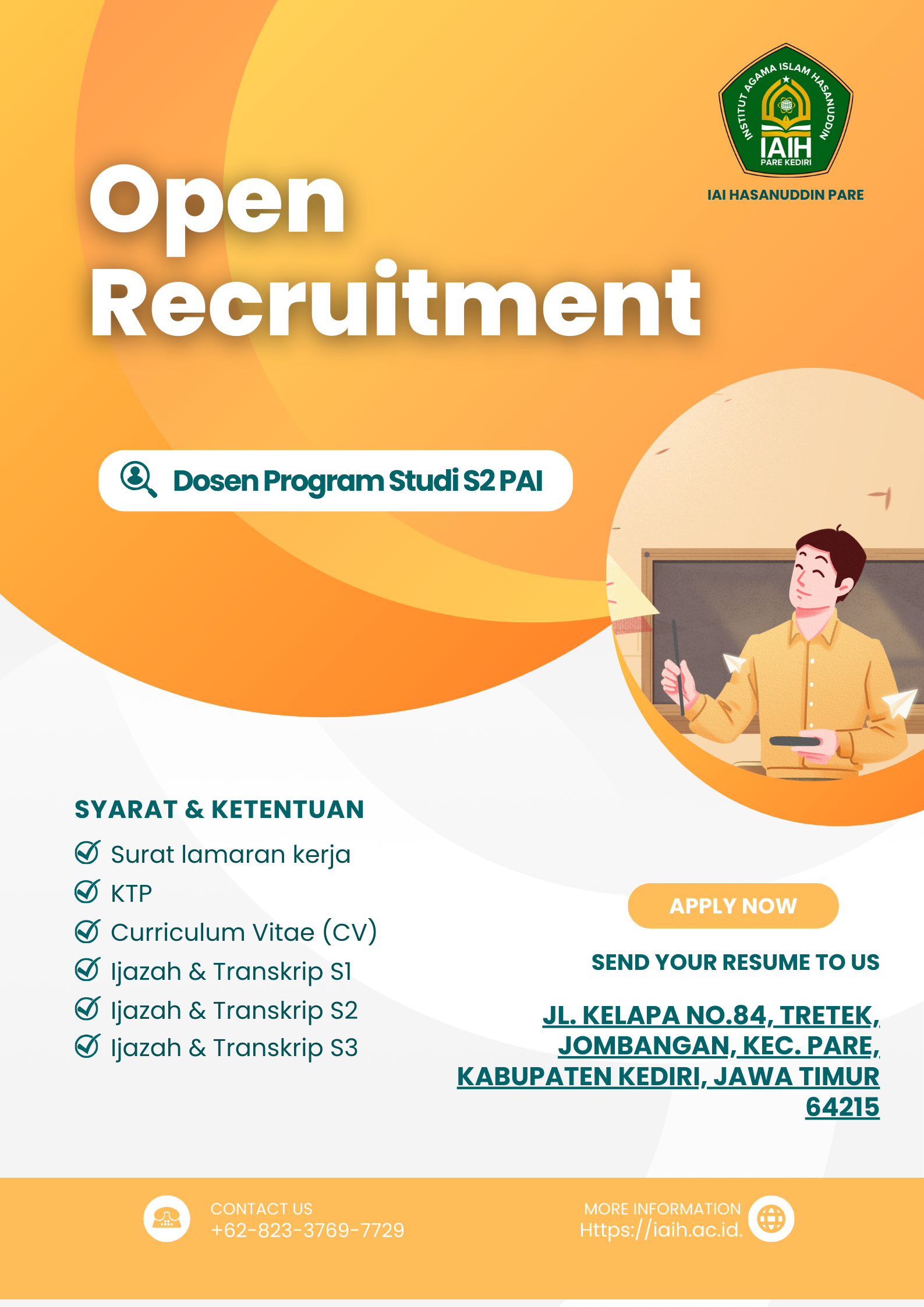 Teal And White Modern Open Recruitment Poster